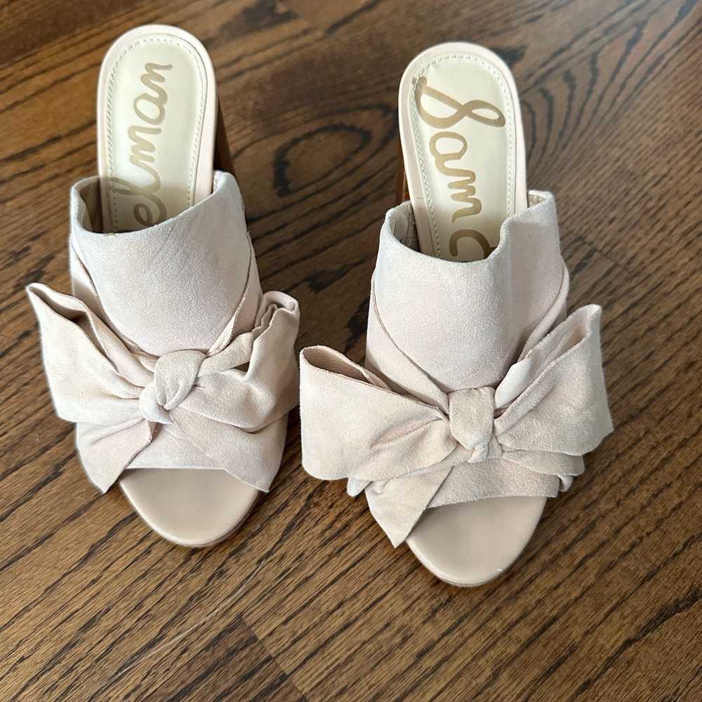Sam Edelman Suede Mule Sandals Bow. Size 5